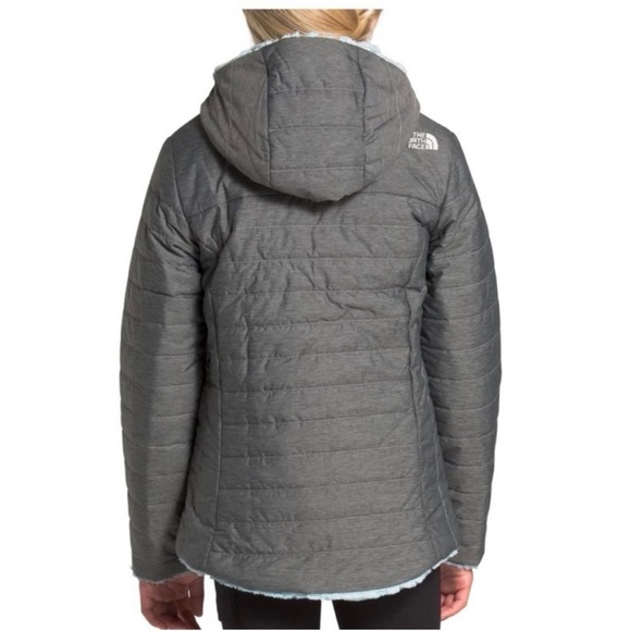 ❄️ North Face ❄️ Girls Gray and Blue Mossbud Swirl Hooded Parka Coat Large 14/16 - Picture 11 of 13
